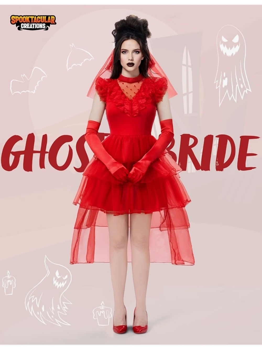 Lydia Deetz's iconic red wedding dress from the movie Beetlejuice